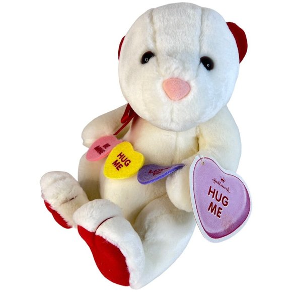 Hallmark Hug Me Teddy Bear Plush Candy Conversation Hearts Stuffed Animal Toy 9" - Picture 3 of 11